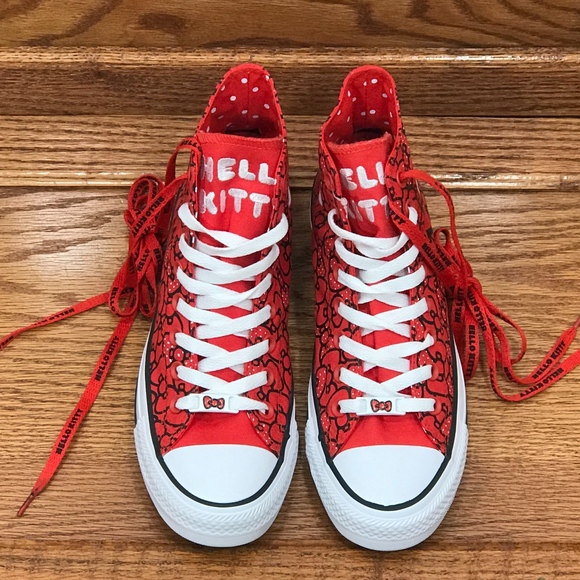 Converse CTAS Hi X Hello Kitty Red Shoes - Picture 4 of 8
